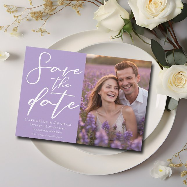 Save The Date Belle Lilac Violet Couple Photo Printemps (Créateur téléchargé)