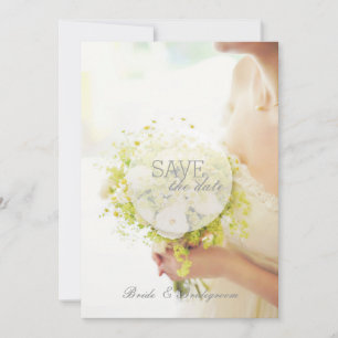 Save The Date Belle mariée avec Mariage de bouquet de fleurs