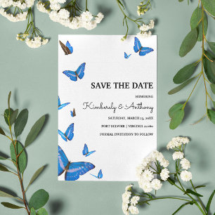 Save The Date Belle Papillons Bleus Mariage Enregistrer la date