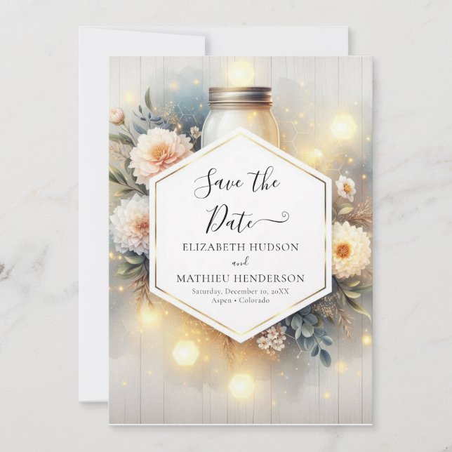 Save The Date Belle photo Mason Jar Mariage (Devant)
