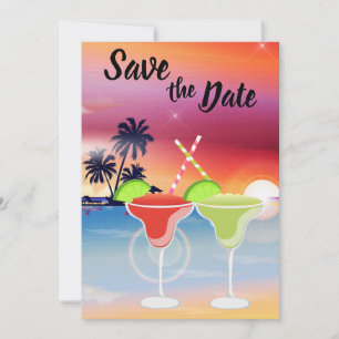 Save The Date Belle plage Sunset Margarita Love Mariage
