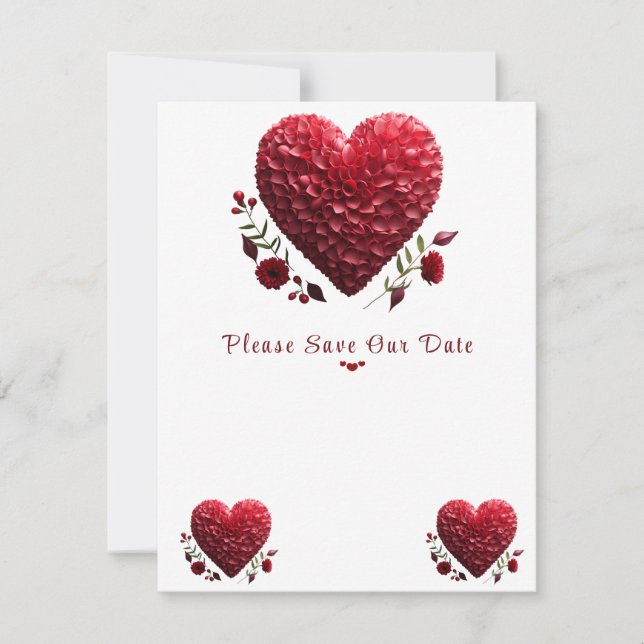 Save The Date Belle Valentine's Day Flower Petals Coeurs (Devant)