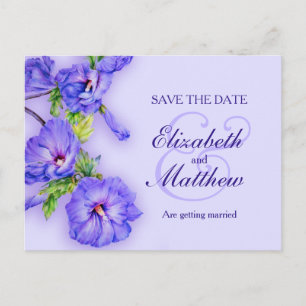 Save the Date bemalt lila Hibiskus Ankündigungspostkarte