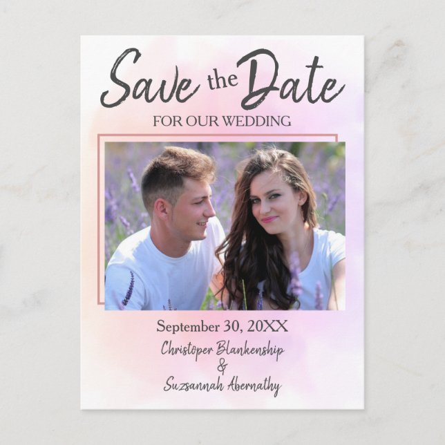 Save the Date Benutzerdefiniertes Foto Einfache Eh Ankündigungspostkarte (Vorderseite)