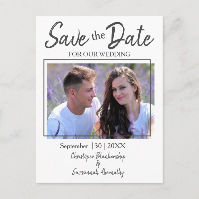 Save the Date Benutzerdefiniertes Foto Einfache Eh Ankündigungspostkarte (Vorderseite)