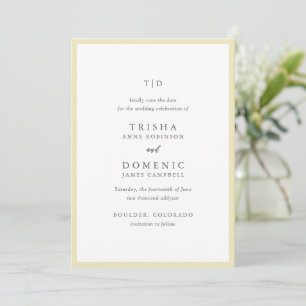 Save The Date Beurre élégant Monogramme jaune Mariage moderne