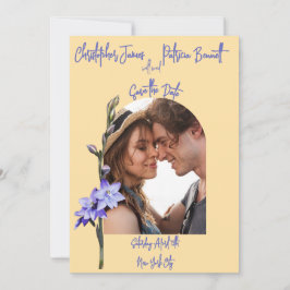 Save The Date Beurre Jaune et Lilac Couleur Mariage de l'orchidé