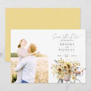 Save The Date Bicyclette Tournesol Rustique Mariage photo