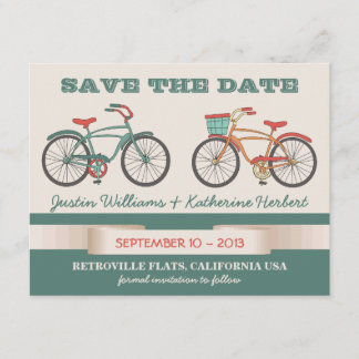 Save The Date Bicyclettes Vintage style rétro Enregistrer la dat