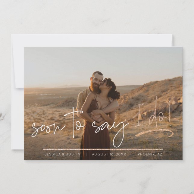 Save The Date Bientôt mariés séance photo de fiançailles Mariage (Devant)