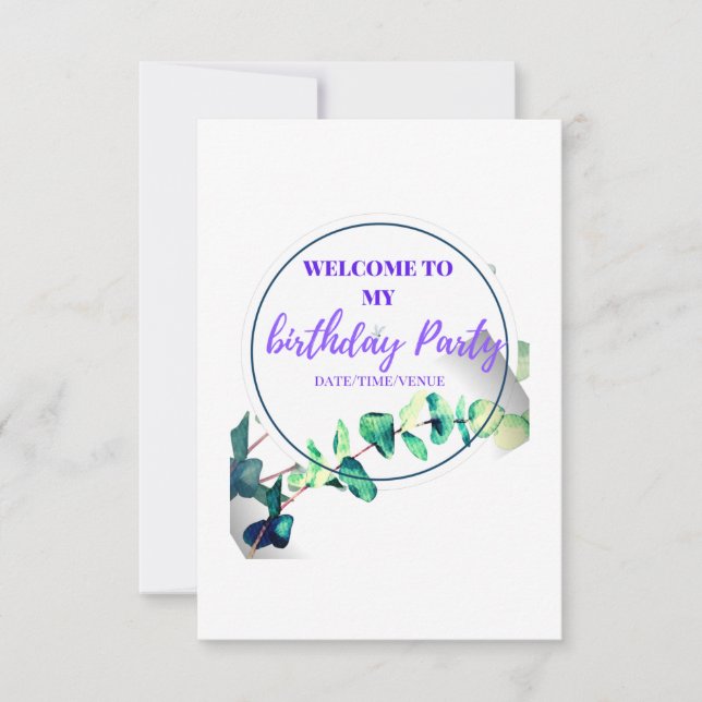 Save The Date Bienvenue à ma fête du jour d'anniversaire (Devant)