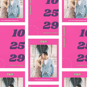 Save The Date Big & Bold Date Hot Pink Retro Mariage photo