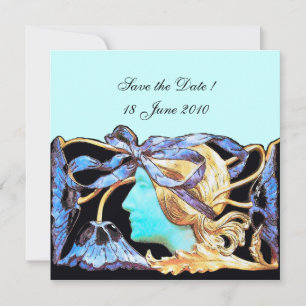 SAVE THE DATE BIJOU /LADY, ARC BLEU, FLEURS DE BEAUTÉ DE FEMME
