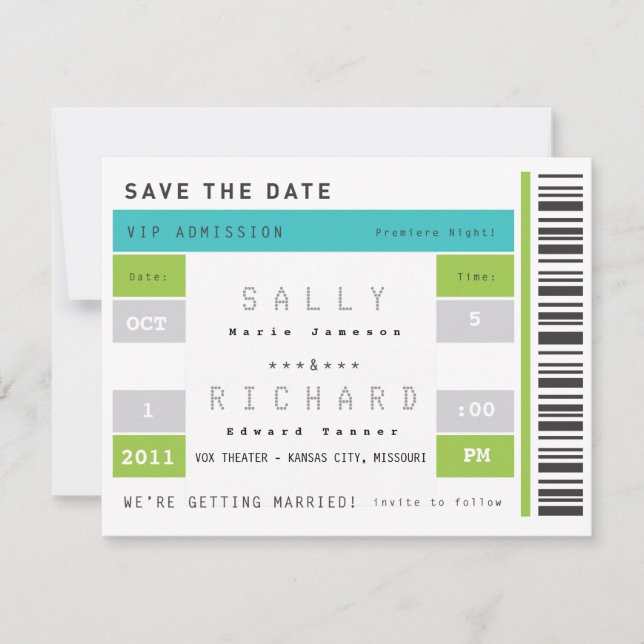 Save The Date Billet concert Enregistrer la date (Devant)