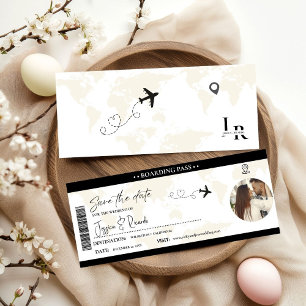 Save The Date Billet d'embarquement élégant moderne pour mariage
