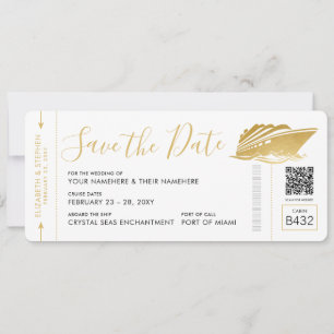 Save The Date Billet d'embarquement Mariage de croisière Pass Go