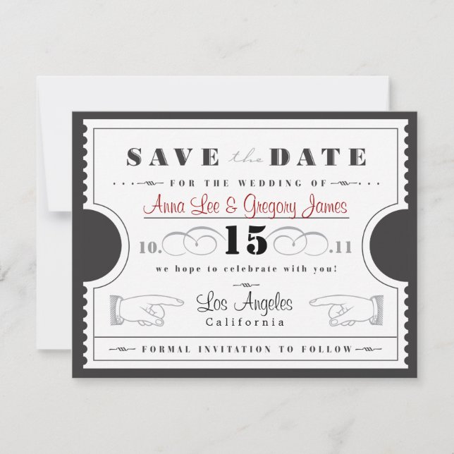 Save The Date Billet Enregistrer la date (Devant)