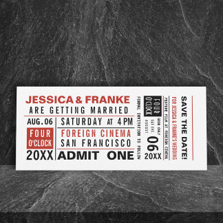 Save The Date Billet vintage Enregistrer la date ou l'invitation