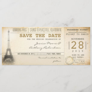 Save The Date Billets d'embarquement Paris pour enregistrer la d