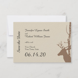 Save The Date Birch Trees rustiques et mariage des cerfs Sauvez