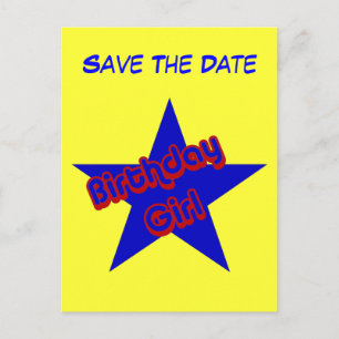 Save the Date Birthday Girl Funny Postcard Ankündigungspostkarte