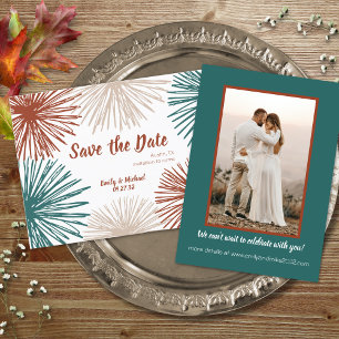 Save The Date Bisque Abstrait noir Turquoise clair moderne en cu