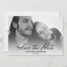 Save The Date Black And White Elegant Photo Moderne Enregistrer 
