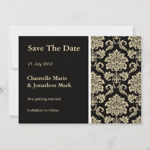 Save the Date Black Damask Card