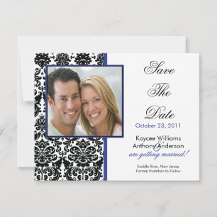 Save The Date Black Damask Photo Enregistrer La Date Annonce