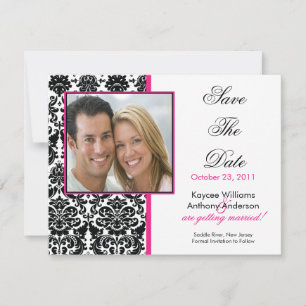 Save The Date Black Damask Photo Enregistrer La Date Annonce