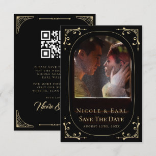 Save The Date Black Elegant Déco Qr Code Photo Enregistrer La Da