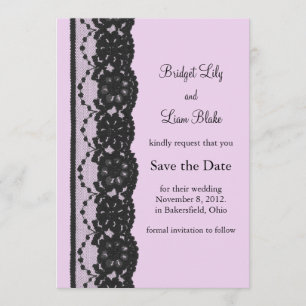 Save The Date Black French Lace Enregistrer la date