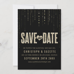 Save The Date Black & Gold Parties scintillant Look Enregistrer