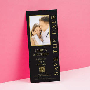 Save the Date Black Gold QR Code Moderne Hochzeit