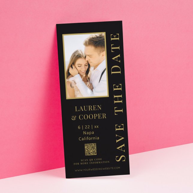 Save the Date Black Gold QR Code Moderne Hochzeit (Von Creator hochgeladen)