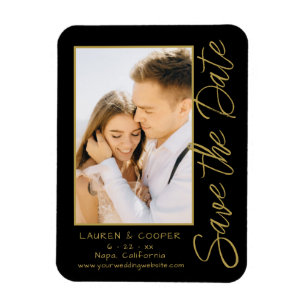Save the Date Black Gold Stilvolle Moderne Hochzei Magnet