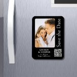 Save The Date Black Gold Stylish Modern Wedding Magnet<br><div class="desc">Save The Date Black Gold Stylish Script Modern Wedding Magnets features a black background with your custom photo. Personalize with your text by editing the text in the text boxes provided and add your website URL for your custom QR code. Designed for you by ©Evco Studio www.zazzle.com/store/evcostudio</div>