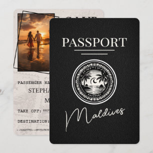 Save The Date Black Maldives Passeport Enregistrer La Date