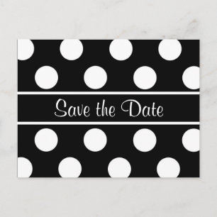 Save the Date Black Polka Dot Foto PostCard Ankündigungspostkarte