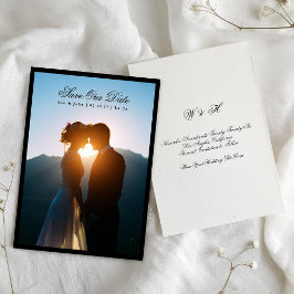 Save The Date Black Premium Script Classic Photo Black Frame