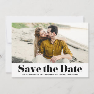 Save The Date Black Retro Bold Typographie Photo Enregistrer la