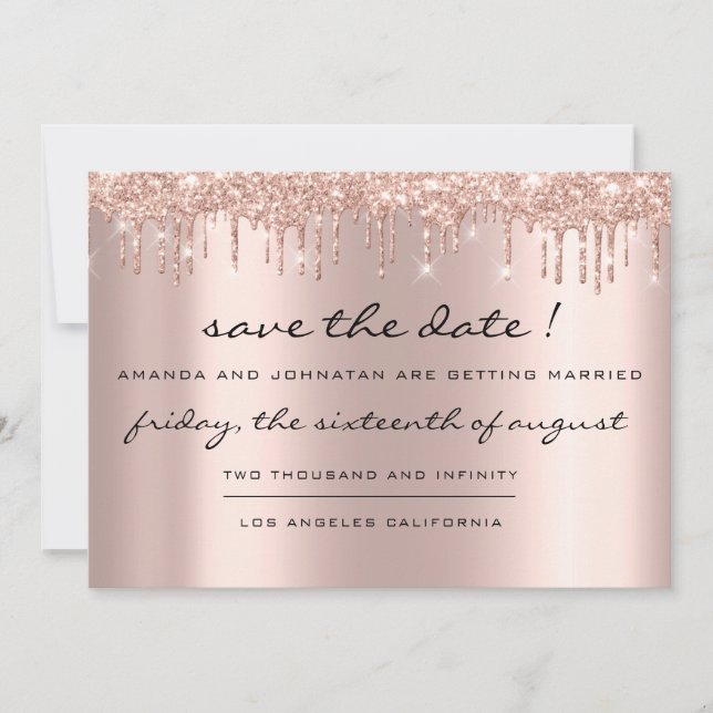 Save the Date Black Rose Tropfen Blue Navy (Vorderseite)