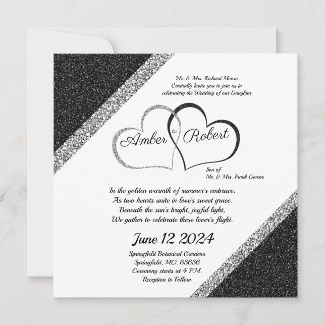 Save The Date Black & Silver Wedding enregistrer la date avec po (Devant)