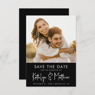 Save The Date Black & White Fun Script Mariage photo moderne