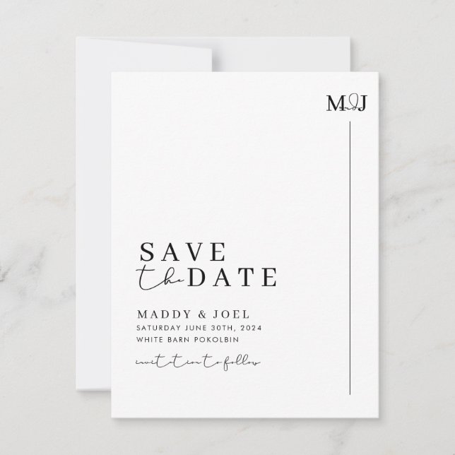 Save The Date Black White moderne Sauvez la date avec la photo M (Devant)