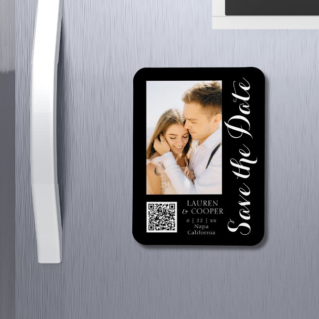 Save The Date Black White Stylish Modern Wedding Magnet (Von Creator hochgeladen)