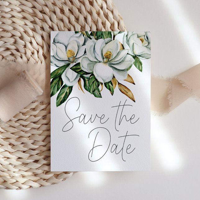 Save The Date Blanc Magnolia Floral Russe (Créateur téléchargé)