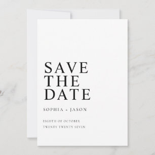 Save The Date Blanc minimaliste Mariage simple Enregistrer la da