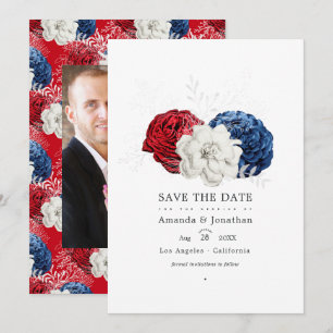 Save The Date Blancs rouges et Bleus USA Mariage américain Photo