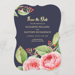 Save The Date. Bläserkarte für Navy Blue Watrecolo Save The Date